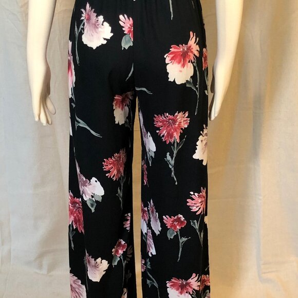 Band of Gypsies Black Floral Palazzo Romper / Jumpsuit S - Picture 11 of 13